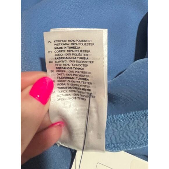 Sandro Sheath Dress Blue Ruffle One Shoulder Size 3 (U.S. Size 6/8) MSRP $295 - Picture 5 of 7